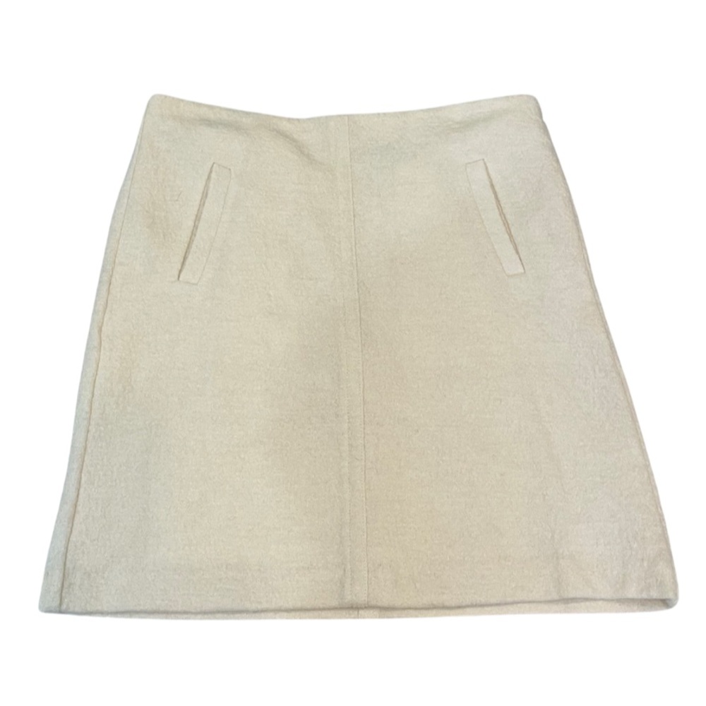 Ann Taylor Cream A-Line Mini Skirt with Welt Pockets